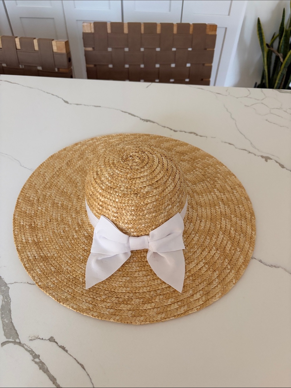 NWT Janie and jack straw sun hat kids with white bow